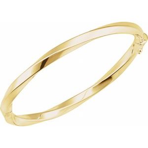 14K Yellow Gold 4 Mm 7 In Polished Twisted Hinged Bangle Bracelet