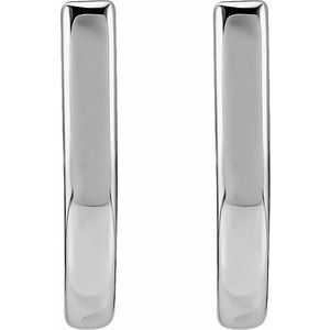 Sterling Silver Pair Hinged Hoop Earrings, Length: 14.5 Mm, Thickness: 2 Mm