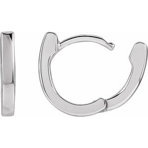 Sterling Silver Pair Hinged Hoop Earrings, Length: 12.5 Mm, Thickness: 2 Mm