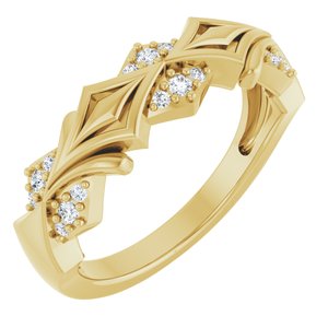 14K Yellow Gold Round 1.5 Mm G-H Si 1/6 Ctw Natural Diamond Band Size 7
