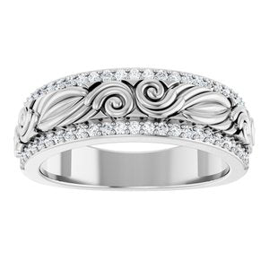 14K White Gold Round 1.2 Mm G-H Si 3/8 Ctw Natural Diamond Band Size 10