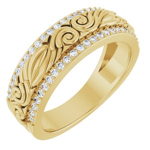 14K Yellow Gold Round 1.2 Mm G-H Si 3/8 Ctw Natural Diamond Band Size 10