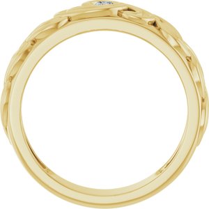 14K Yellow Gold Round 3.3 Mm G-H Si 1/8 Ct Natural Diamond Band Size 10