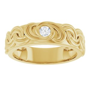14K Yellow Gold Round 3.3 Mm G-H Si 1/8 Ct Natural Diamond Band Size 10
