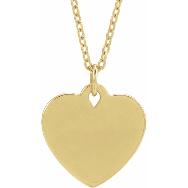 14K Yellow Gold 15.5 X 12.9 Mm 16-18 In Polished Engravable Floral Heart Necklace