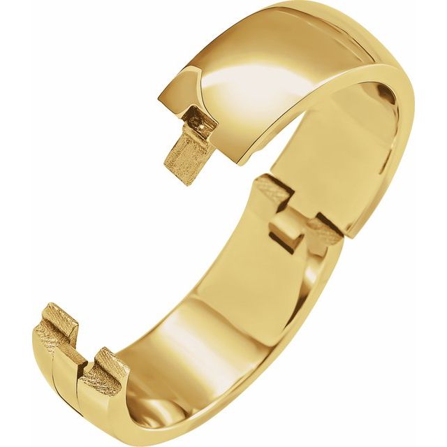 14K Yellow Gold 8 Mm 2.25 Mm Polished Cliq Hinged Adjustable Standard-Fit Band, Size 7.5