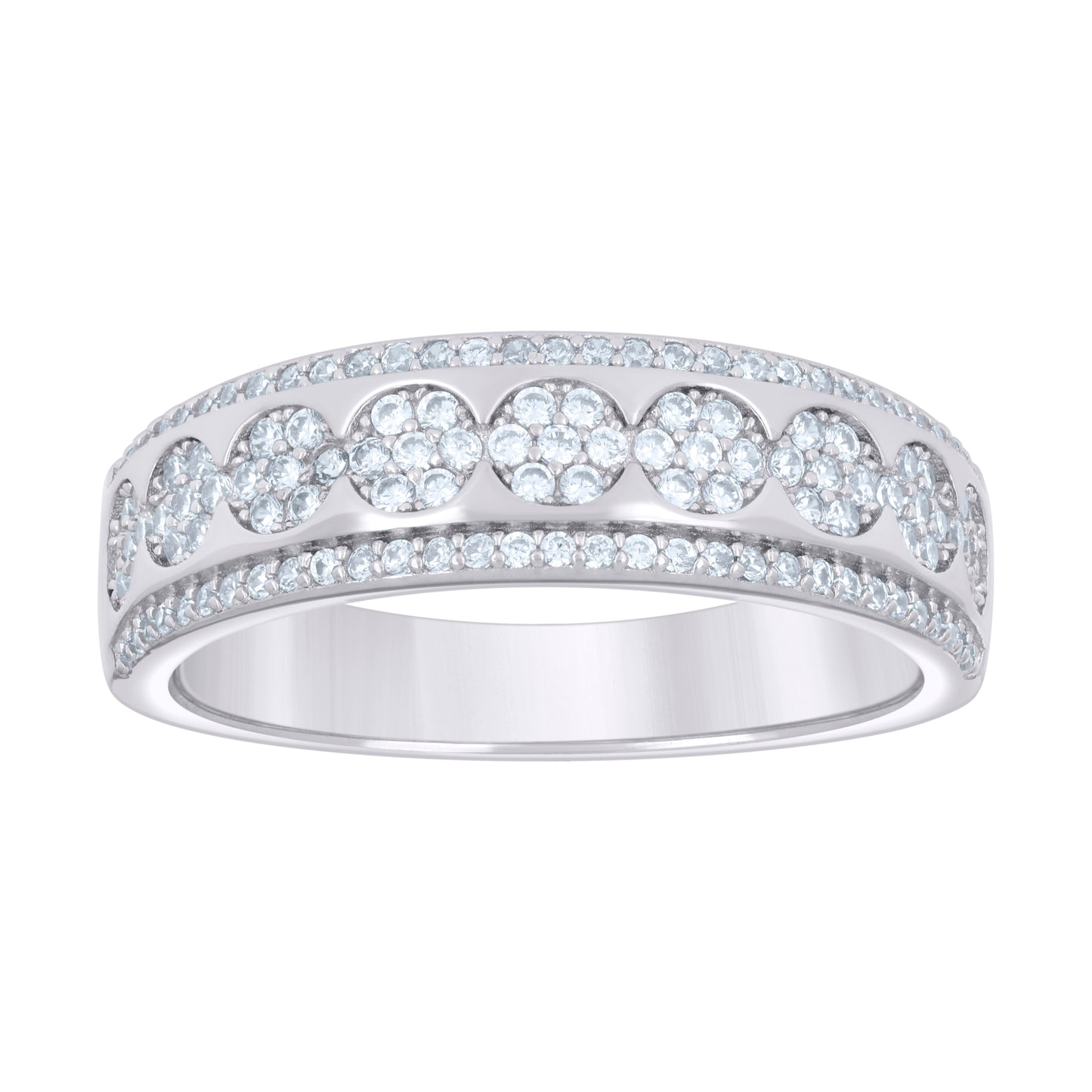 Sterling Silver Womens 0.81ct Moissanite Fashion Bridal Anniversary Engagement Wedding Band Ring