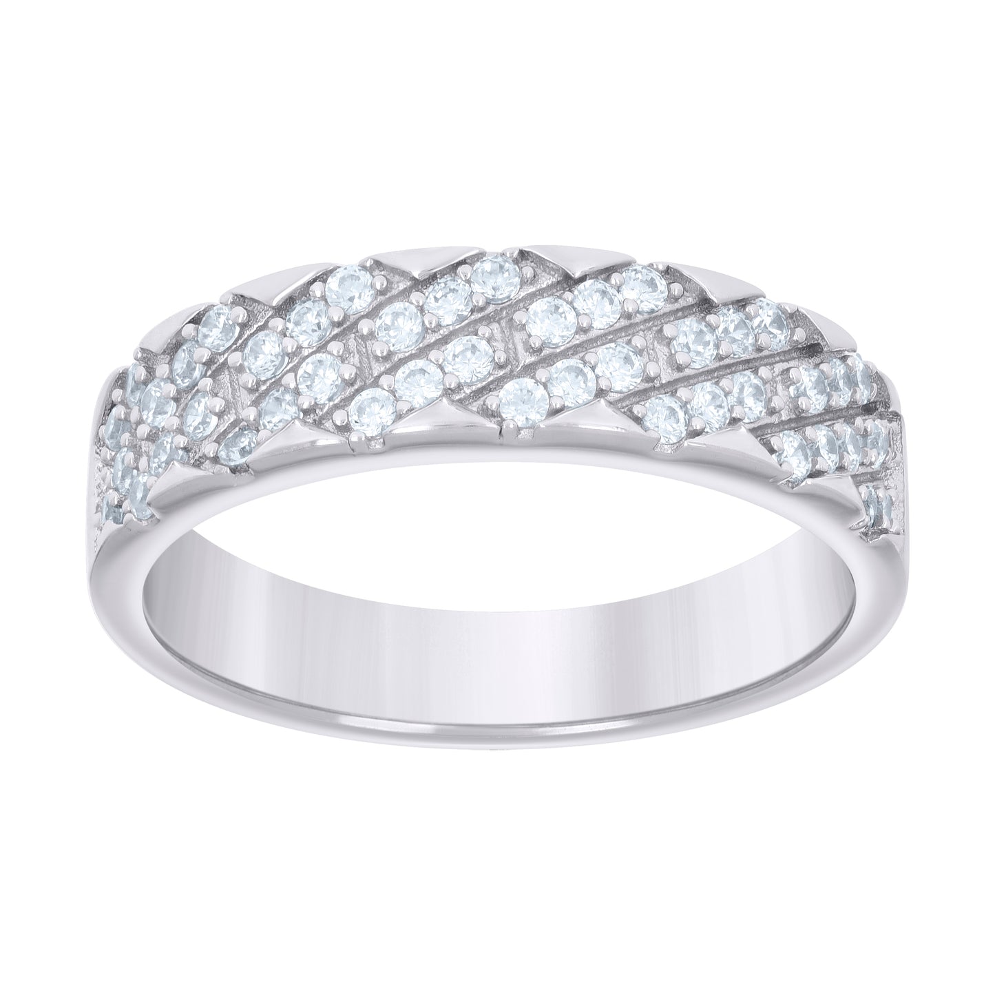 Sterling Silver Womens 0.55ct Moissanite Fashion Bridal Anniversary Engagement Wedding Band Ring