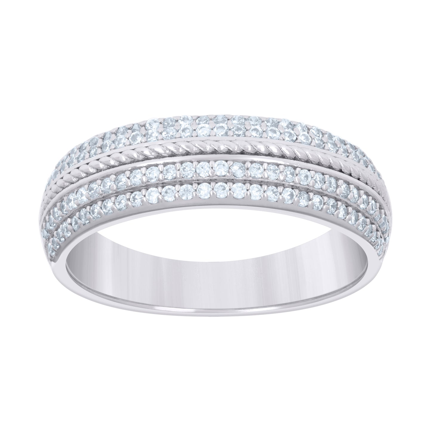 Sterling Silver Womens 0.59ct Moissanite Fashion Bridal Anniversary Engagement Wedding Band Ring