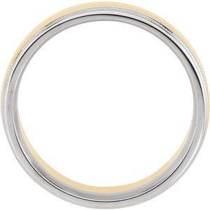 14K White/Yellow/White Gold 8 Mm Polished Comfort-Fit Double Milgrain Band Size 13.5