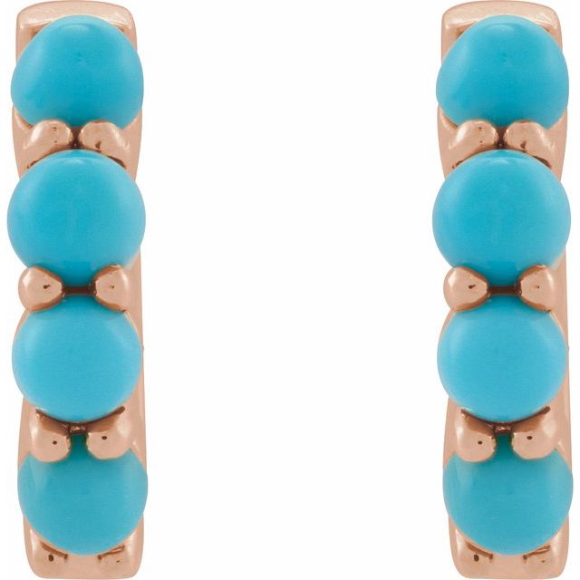 14K Yellow Or White Or Rose Gold Round Hinged Polished Natural Cabochon Hinged Hoop Earrings