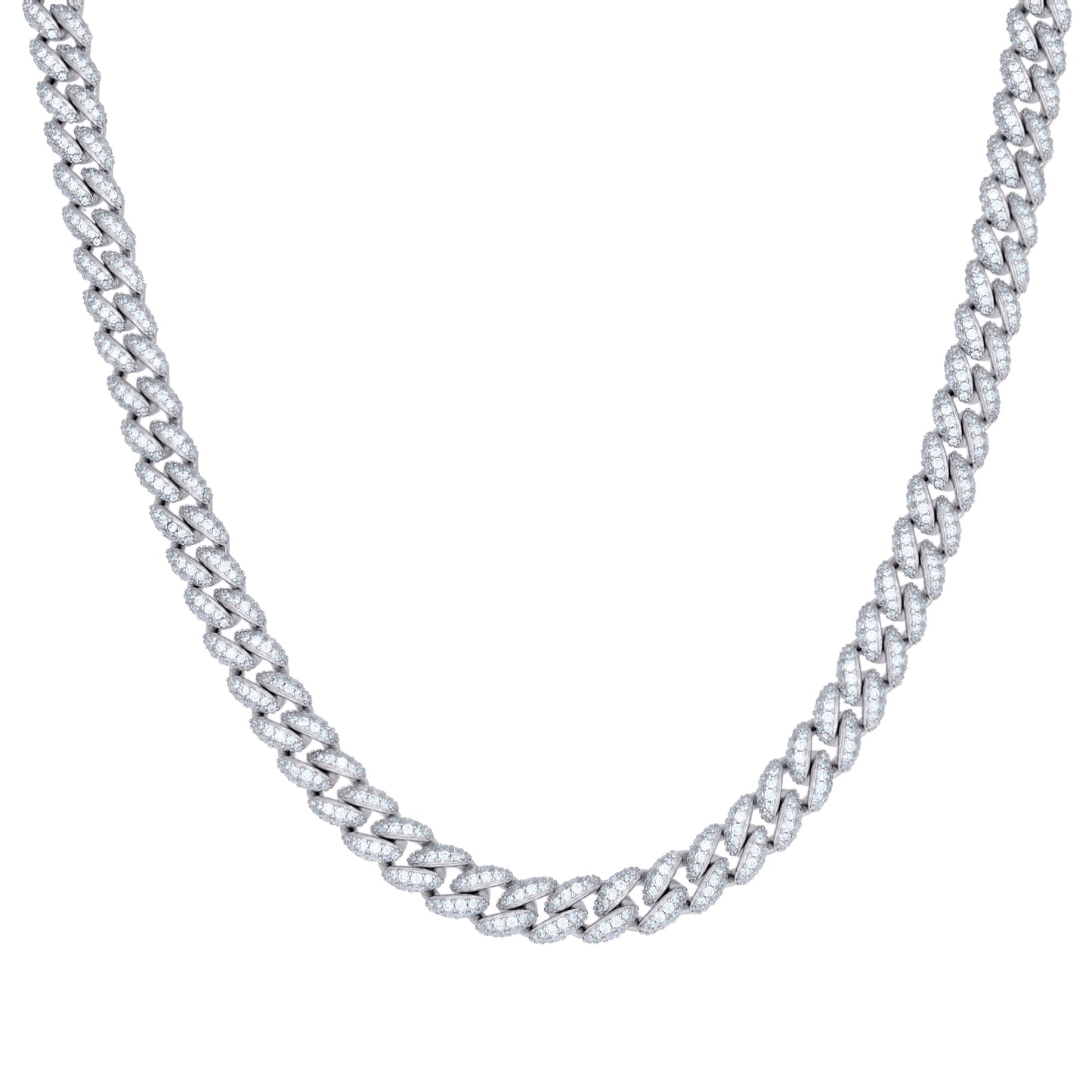 Sterling Silver Cubic-Zirconia Cuban Chain Necklace 8mm