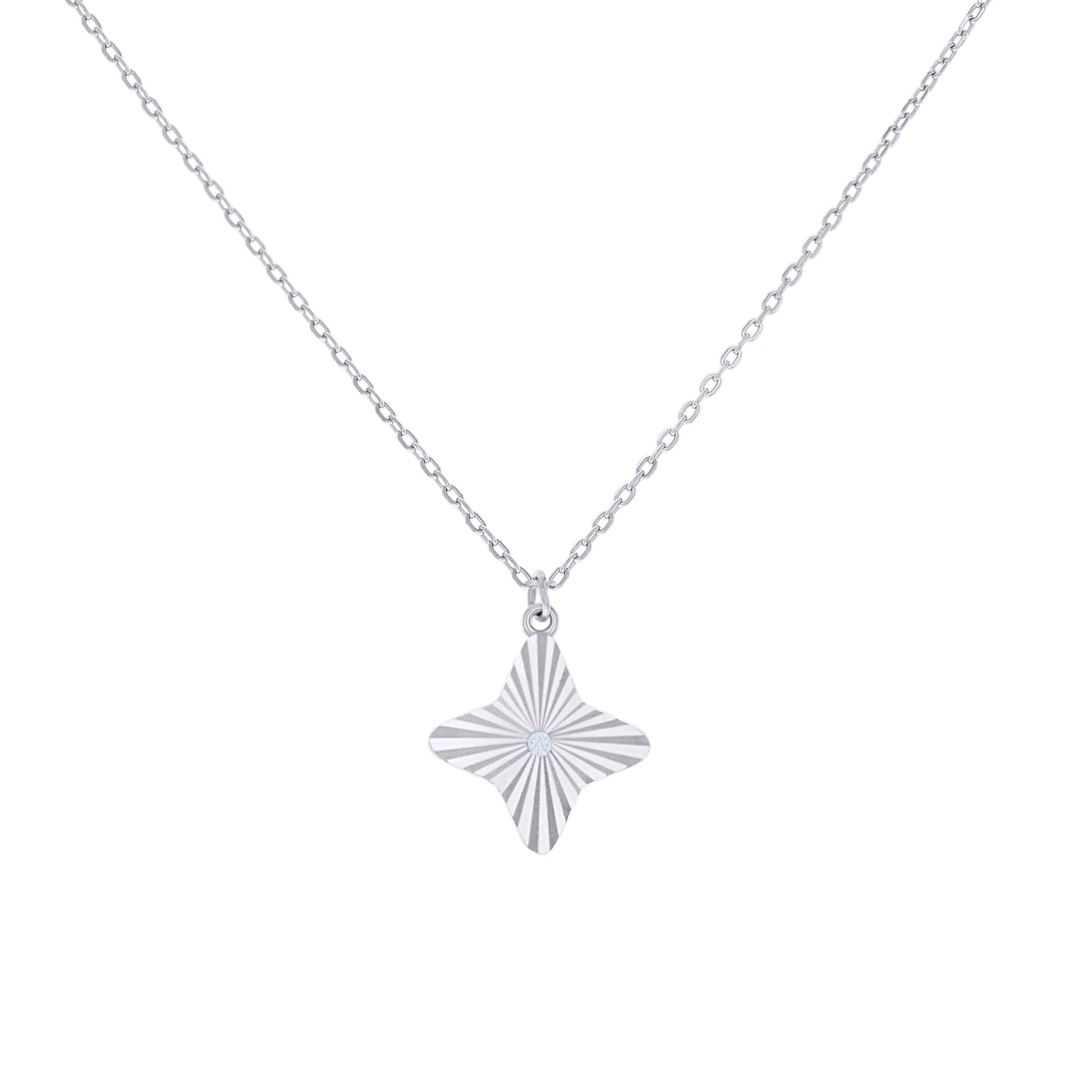 Sterling Silver Or Yellow-Tone Womens Cubic-Zirconia Star Charm Necklace Size 16 + 2 Inches