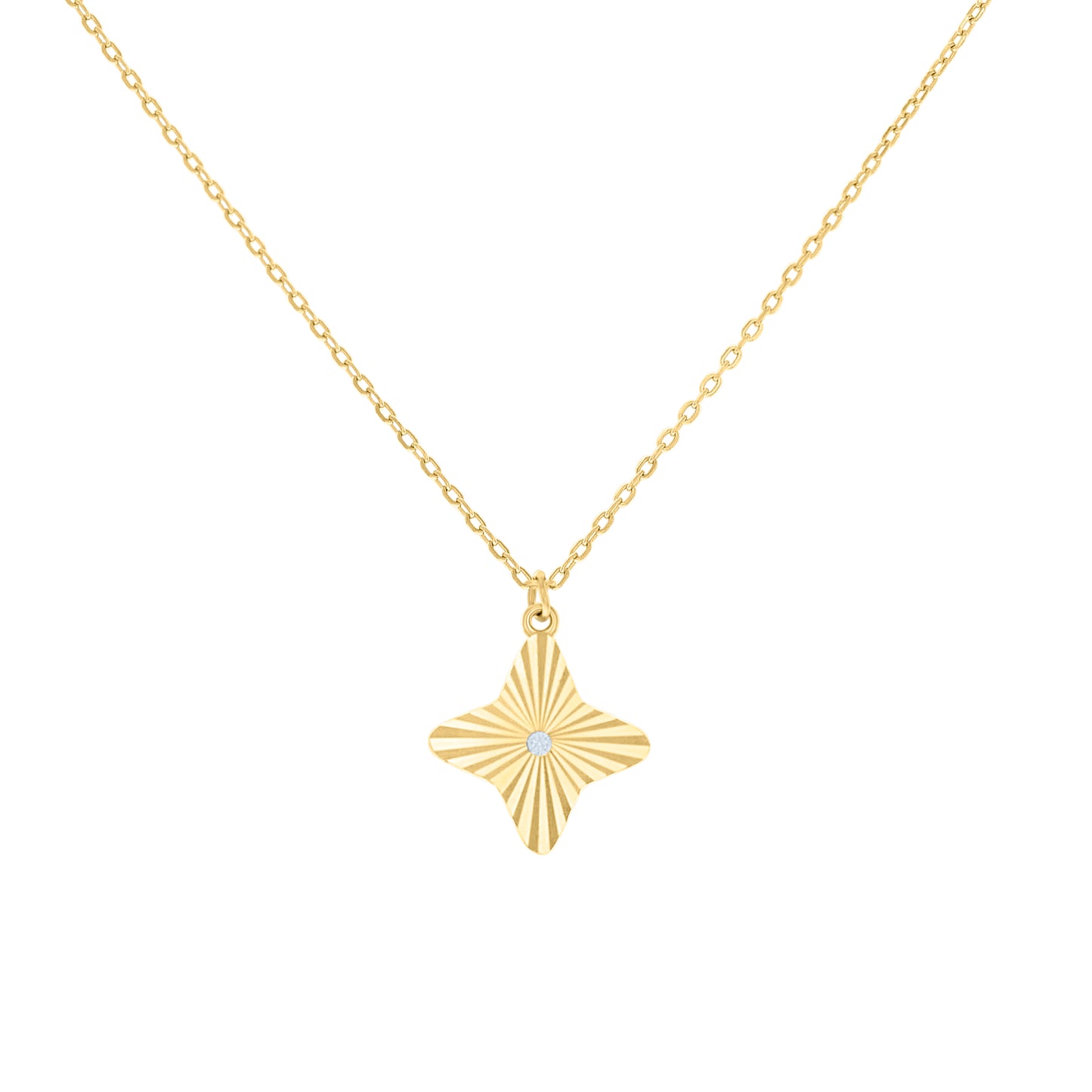 Sterling Silver Or Yellow-Tone Womens Cubic-Zirconia Star Charm Necklace Size 16 + 2 Inches