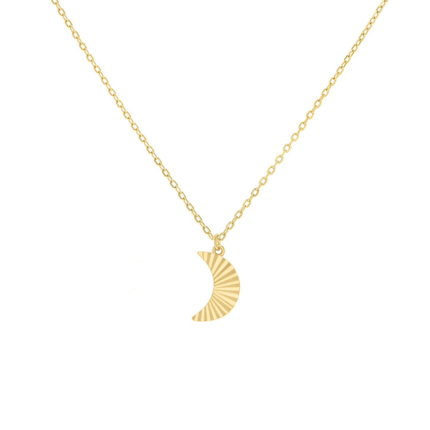 Sterling Silver Or Yellow-Tone Womens Moon Charm Necklace Size 16 + 2 Inches