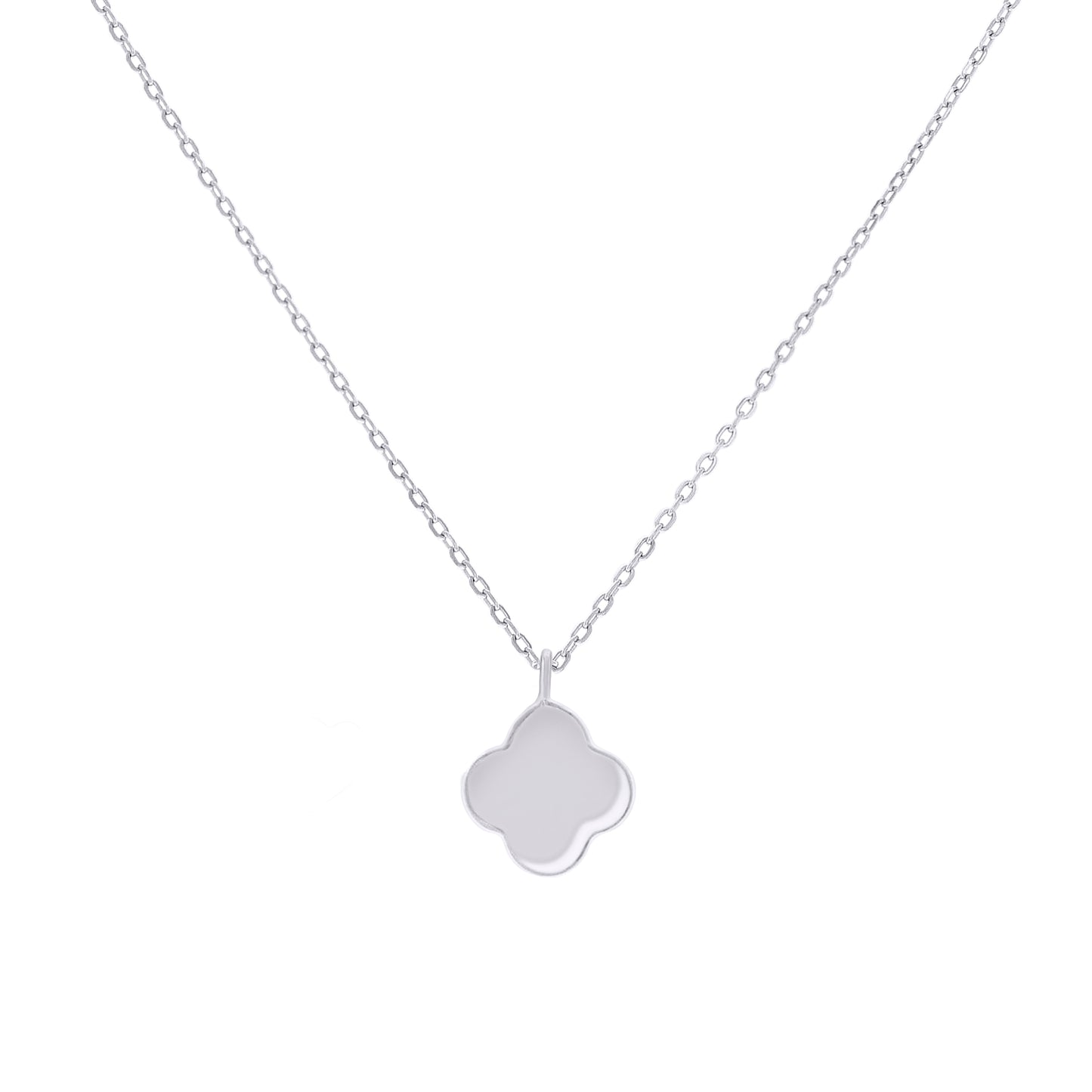 Sterling Silver Or Yellow-Tone Womens Clover Good Luck Charm Necklace Size 16 + 2 Inches