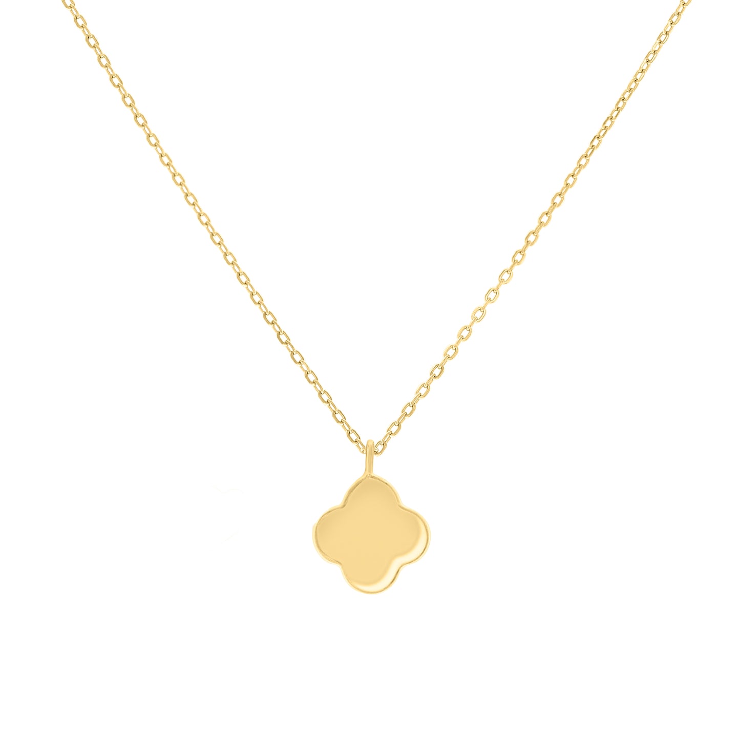 Sterling Silver Or Yellow-Tone Womens Clover Good Luck Charm Necklace Size 16 + 2 Inches