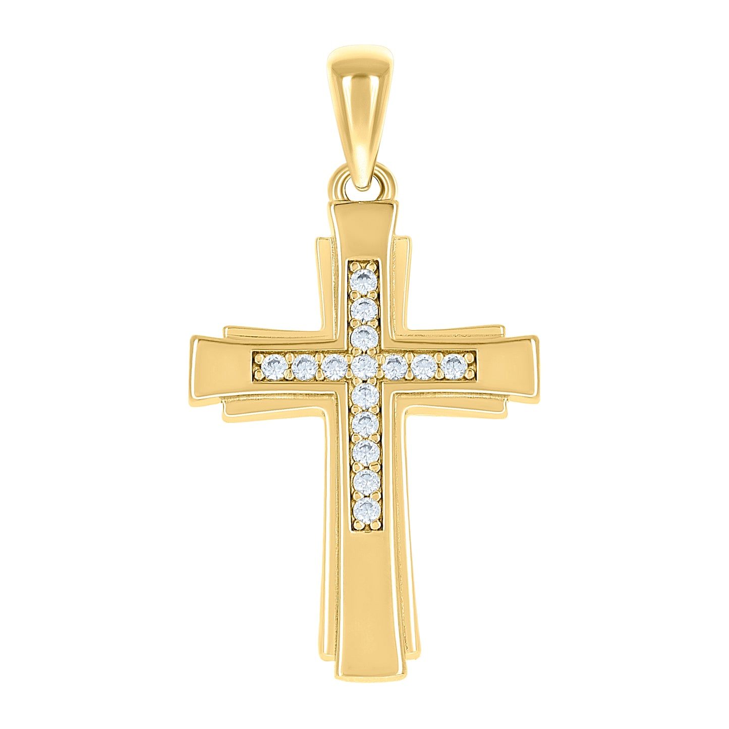 Sterling Silver Unisex Cubic-Zirconia Cross Religious Charm Pendant