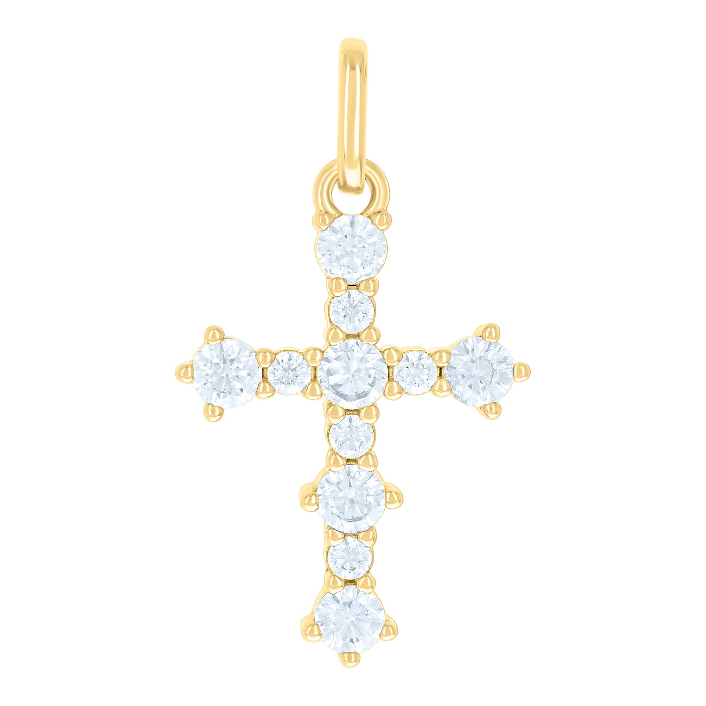 Sterling Silver Unisex Round Cubic-Zirconia Cross Religious Charm Pendant