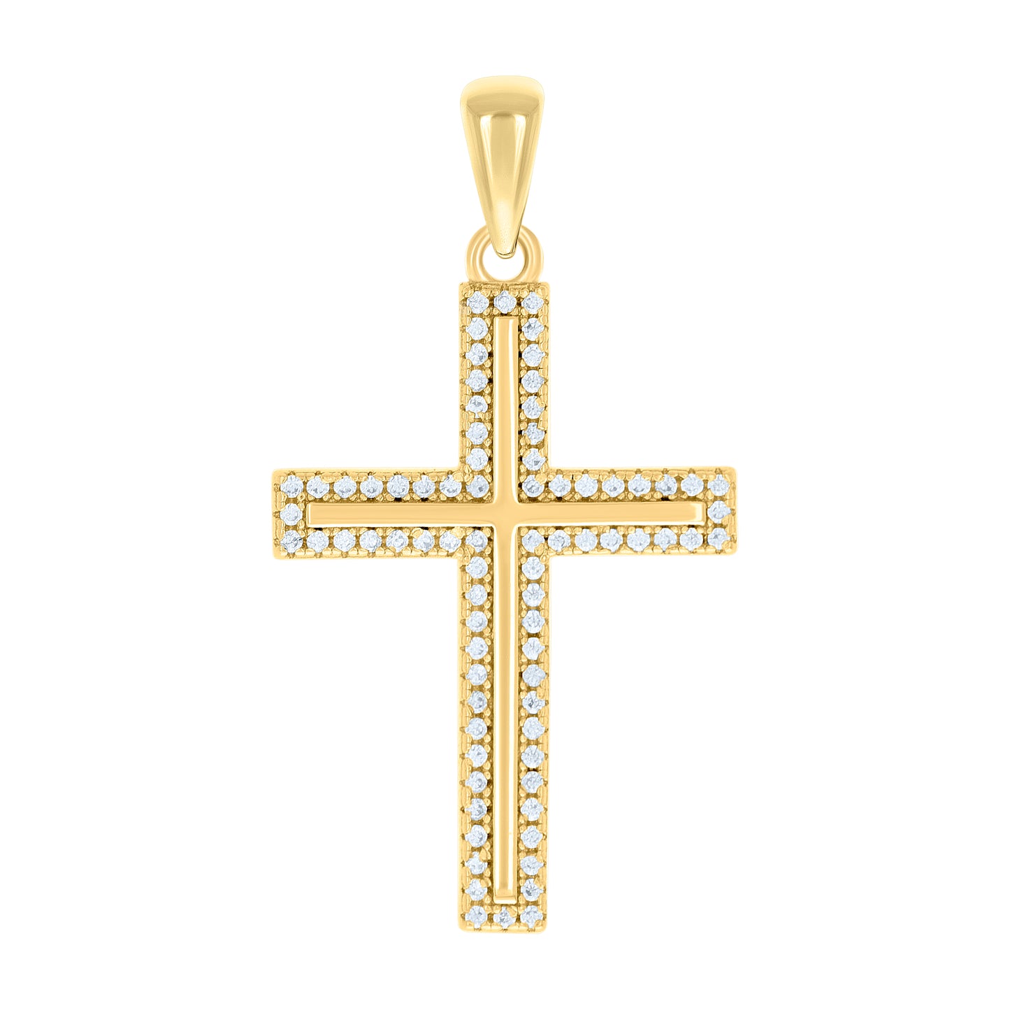 Sterling Silver Unisex Cubic-Zirconia Cross Religious Charm Pendant