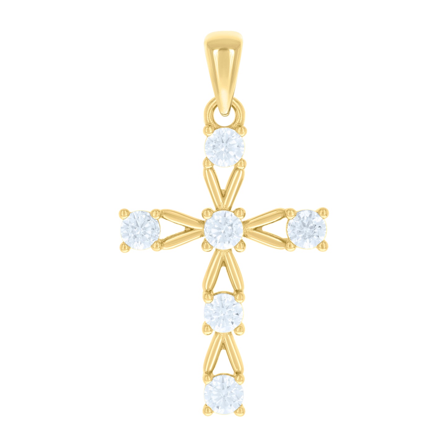 Sterling Silver Unisex Cubic-Zirconia Cross Religious Charm Pendant