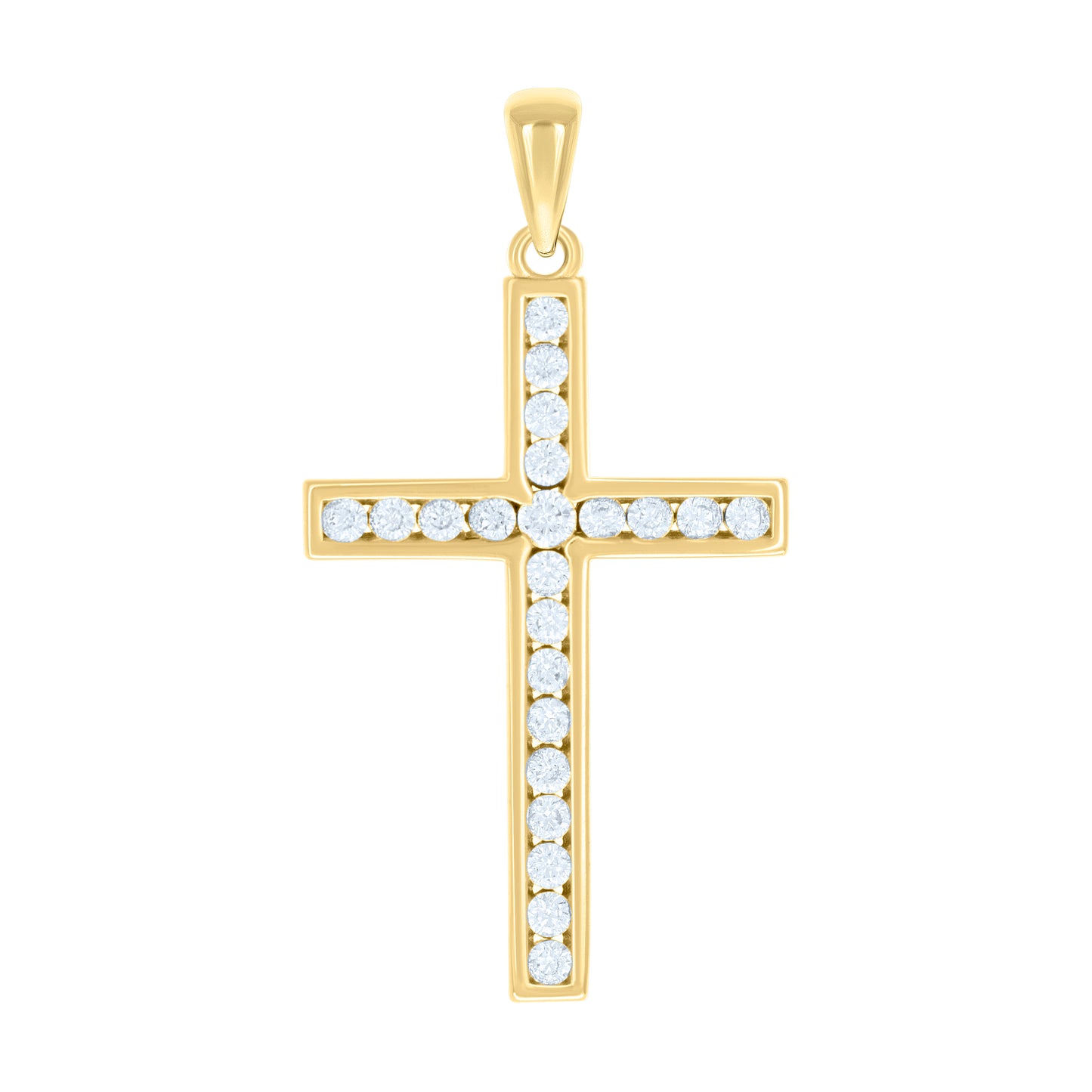 Sterling Silver Unisex Cubic-Zirconia Cross Religious Charm Pendant