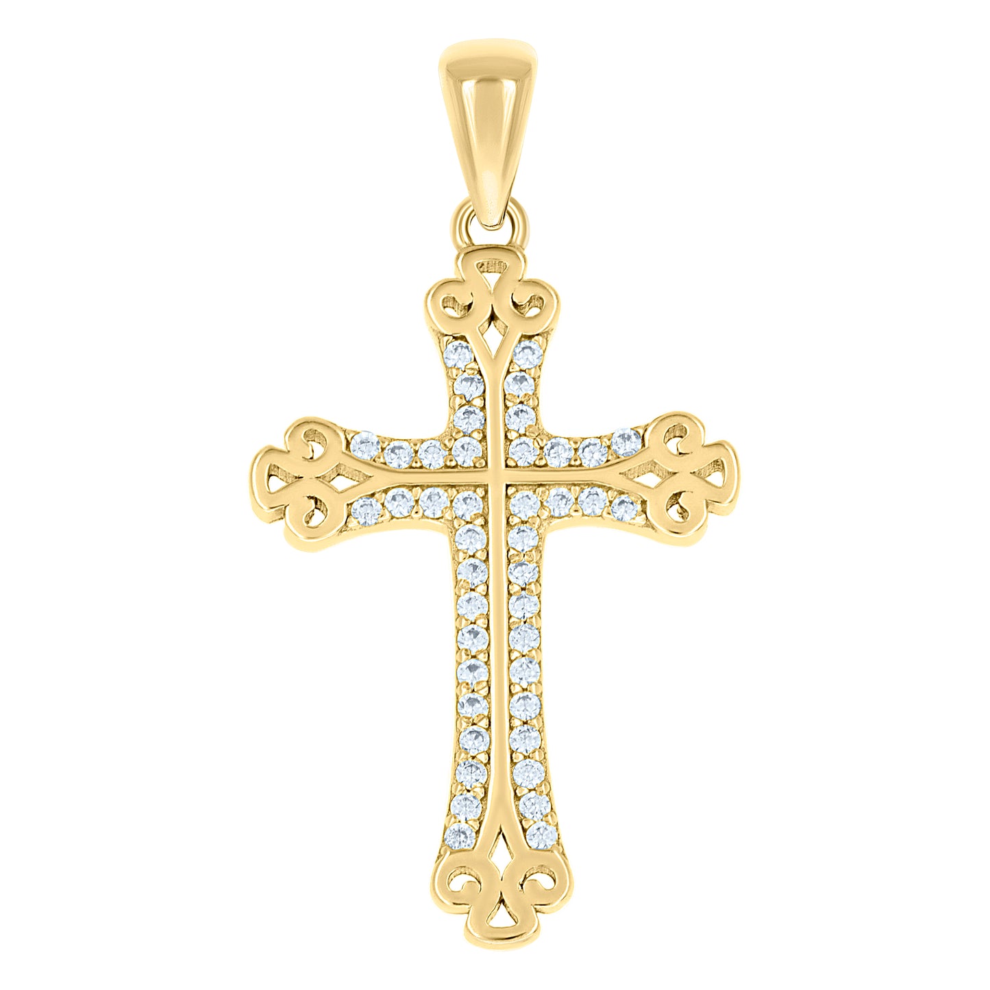 Sterling Silver Unisex Cubic-Zirconia Cross Religious Charm Pendant
