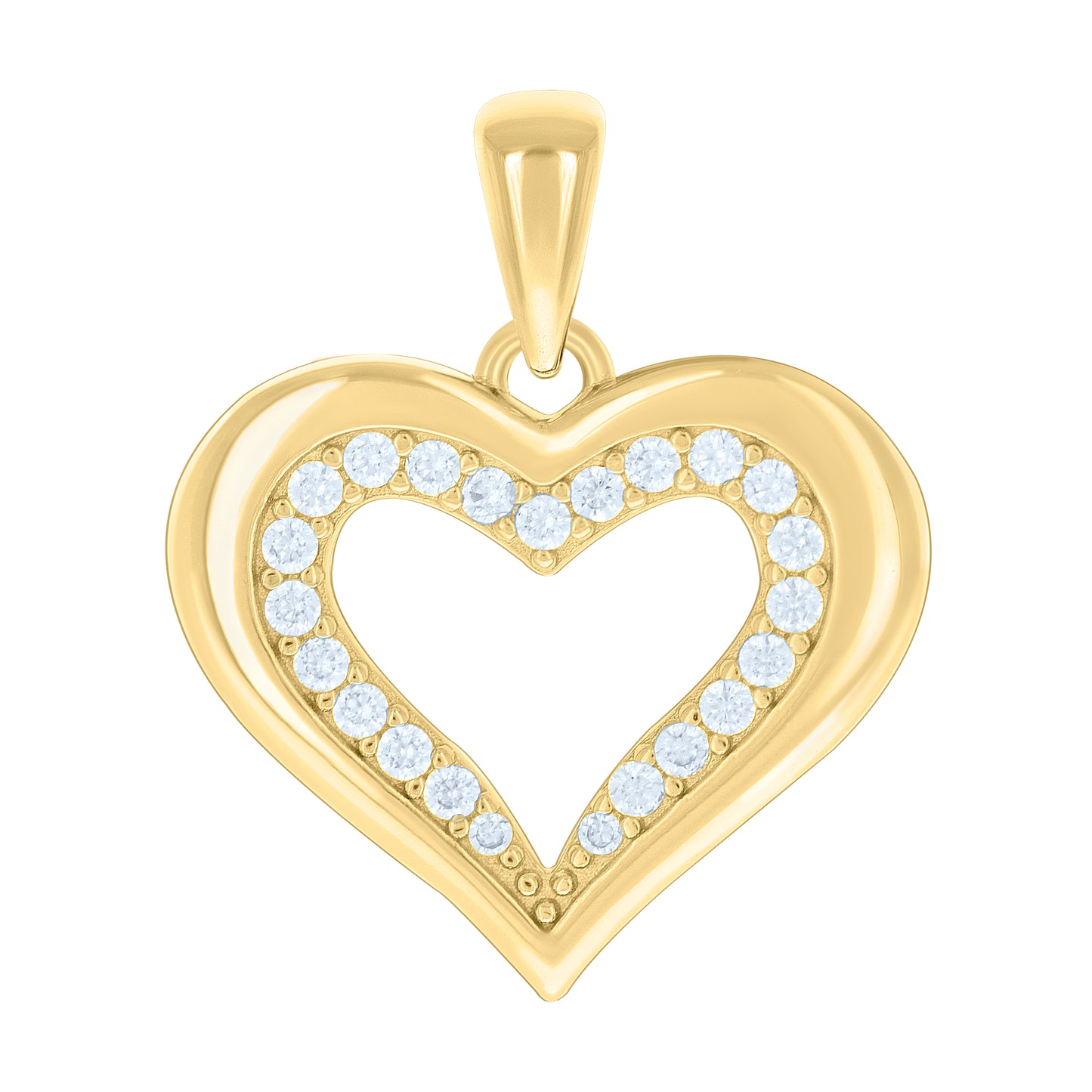 Sterling Silver Womens Cubic-Zirconia Heart Pendant