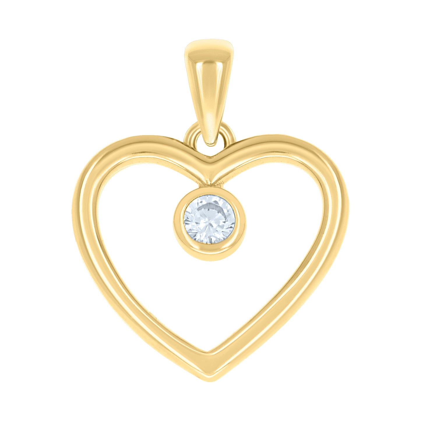 Sterling Silver Womens Cubic-Zirconia Heart Pendant