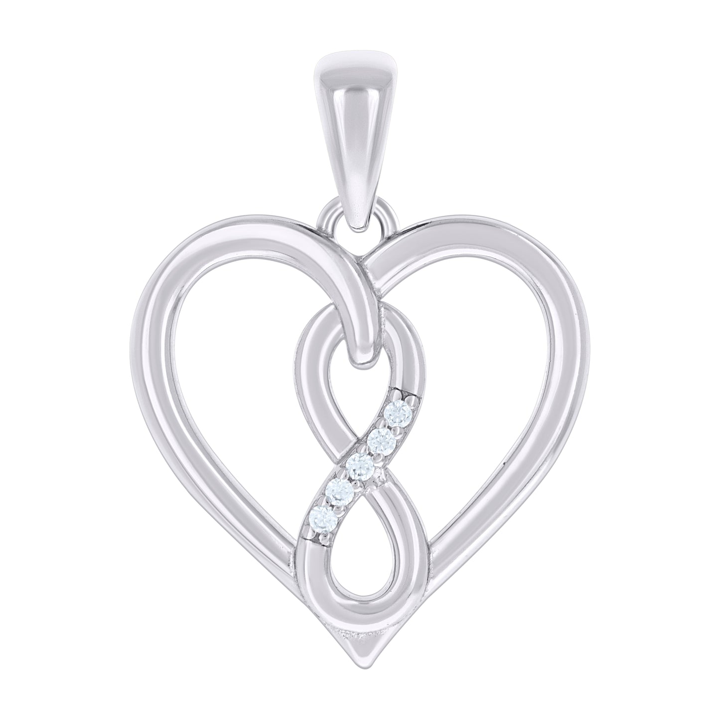 Sterling Silver Womens Cubic-Zirconia Infinity Heart Pendant