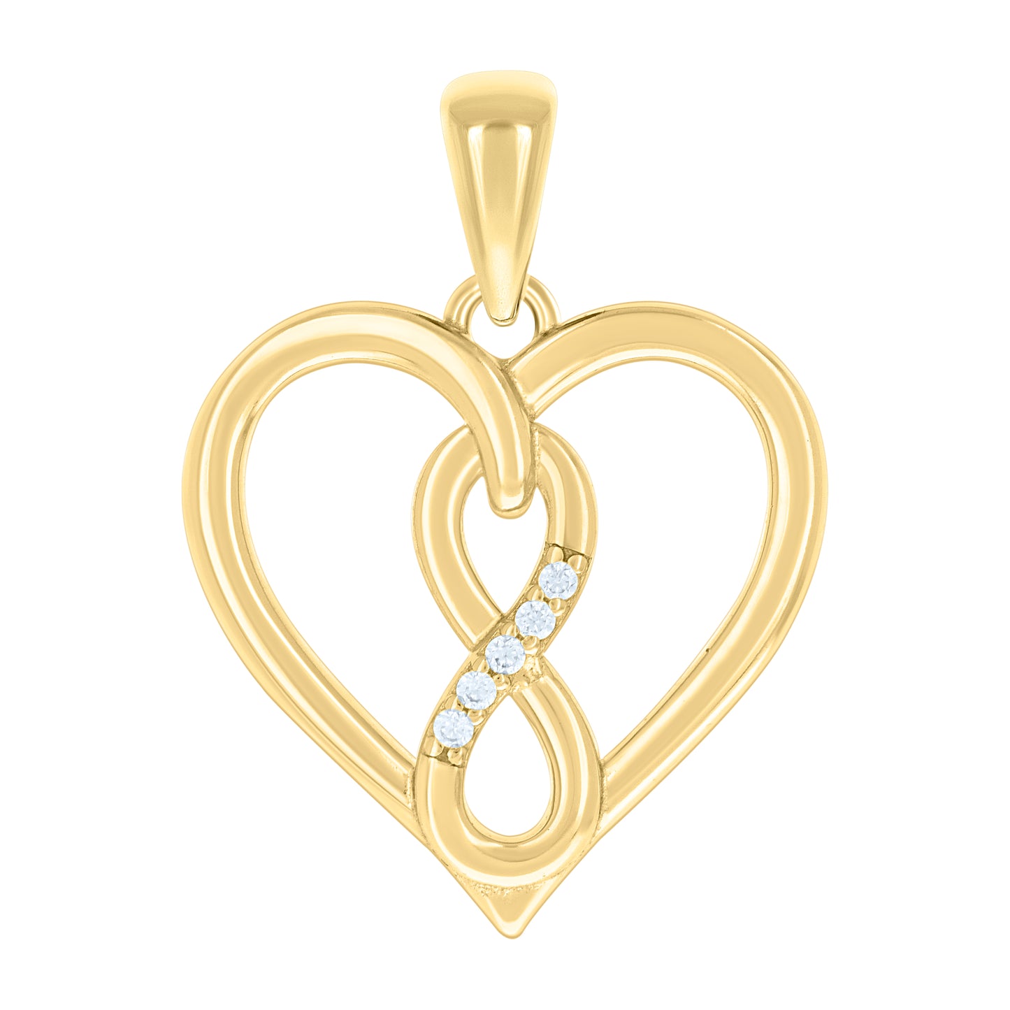 Sterling Silver Womens Cubic-Zirconia Infinity Heart Pendant