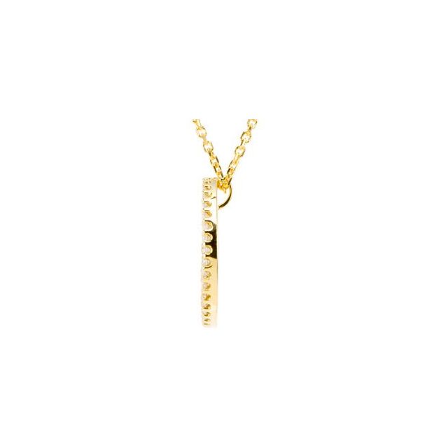 14K Yellow Gold Round 1Mm I1, G-H 16 In Polished Tiny Peace Sign Necklace