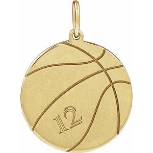14K Yellow Gold Basketball 15 X 10.5 Mm Polished Engravable Basketball Pendant