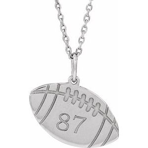 Sterling Silver Football 16.2 X 15 Mm 16-18 In Polished Engravable Football Necklace