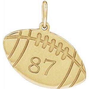 14K Yellow Gold Football 16.2 X 15 Mm Polished Engravable Football Pendant