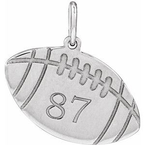 Sterling Silver Football 16.2 X 15 Mm Polished Engravable Football Pendant