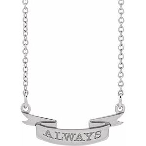 Sterling Silver 19 X 10.1 Mm 16 In Polished Engravable Ribbon Necklace