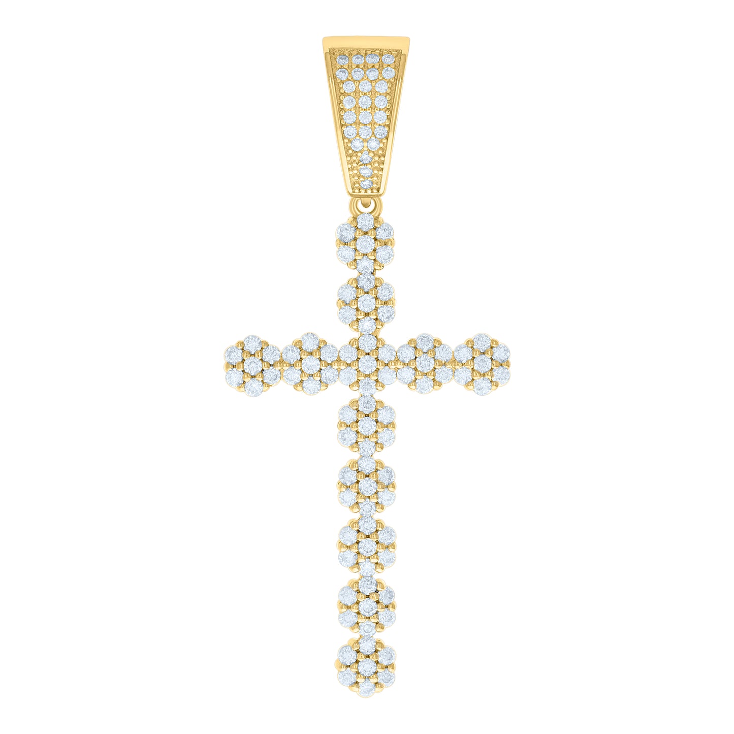 Sterling Silver Men Cubic-Zirconia Cross Religious Charm Pendant
