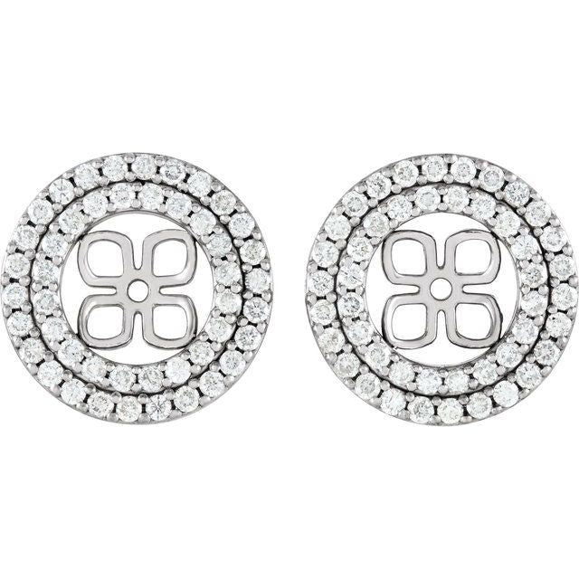 14K White Gold 8 Mm Polished 3/4 Ctw Natural Diamond Earring Jackets For Pearl Studs