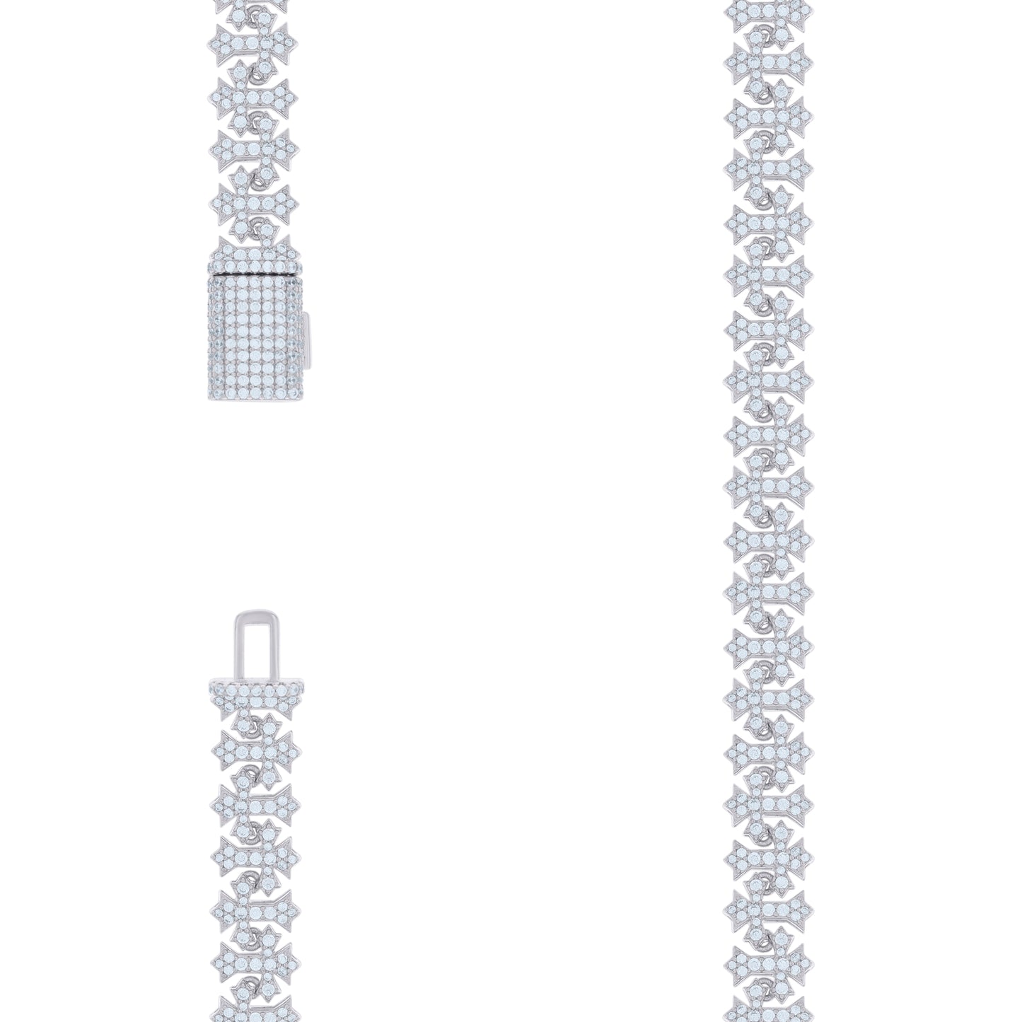 Sterling Silver Moissanite Cross Link Chain 10mm