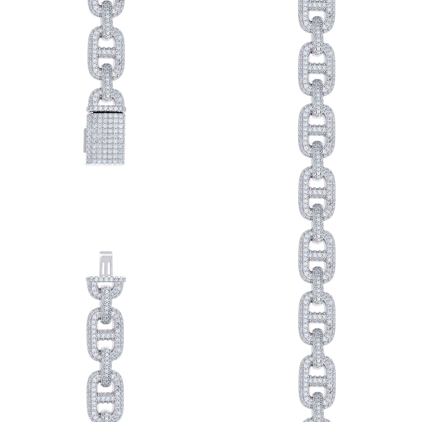 Sterling Silver Moissanite Mariner Link Chain Necklace 10mm