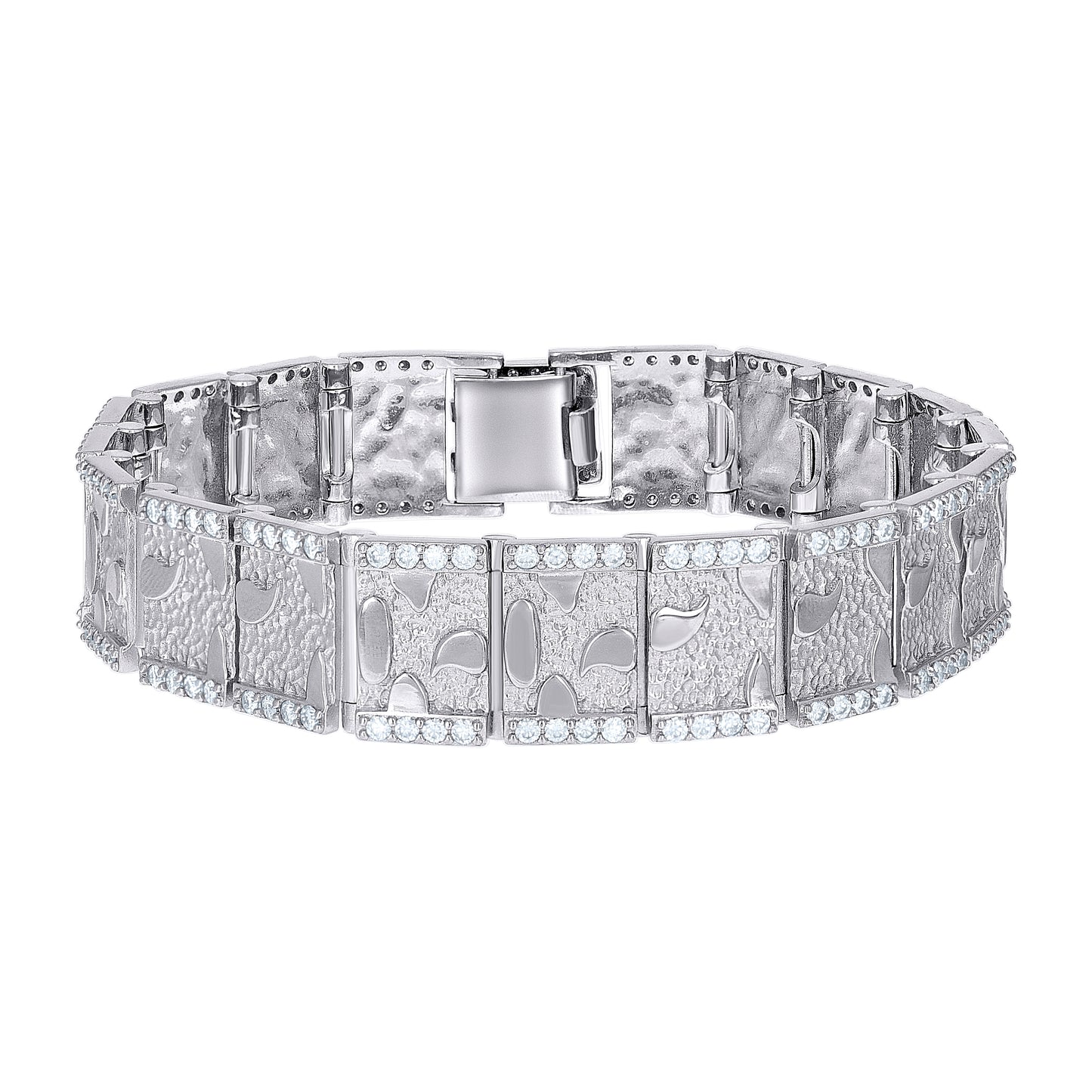 Sterling Silver Moissanite Square Link Nugget Bracelet