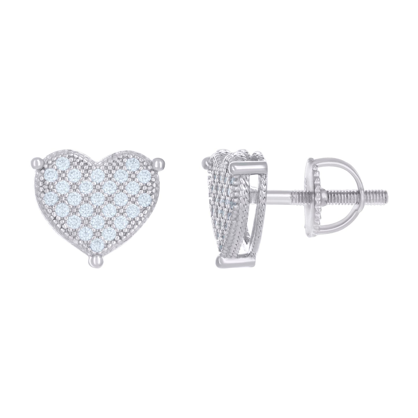 Sterling Silver Womens Moissanite Heart Stud Earrings