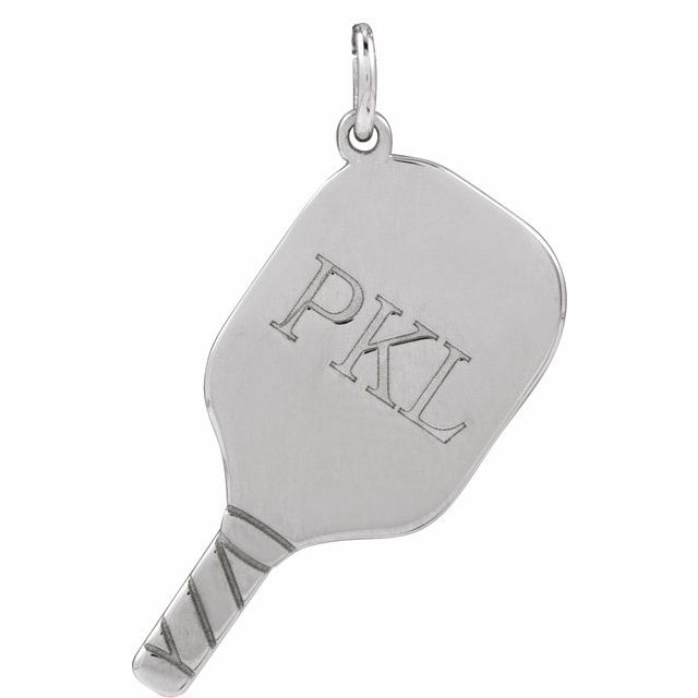 Sterling Silver 22.7 X 14.8 Mm Polished Engravable Pickleball Paddle Pendant