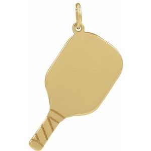 14K Yellow Gold 22.7 X 14.8 Mm Polished Engravable Pickleball Paddle Pendant