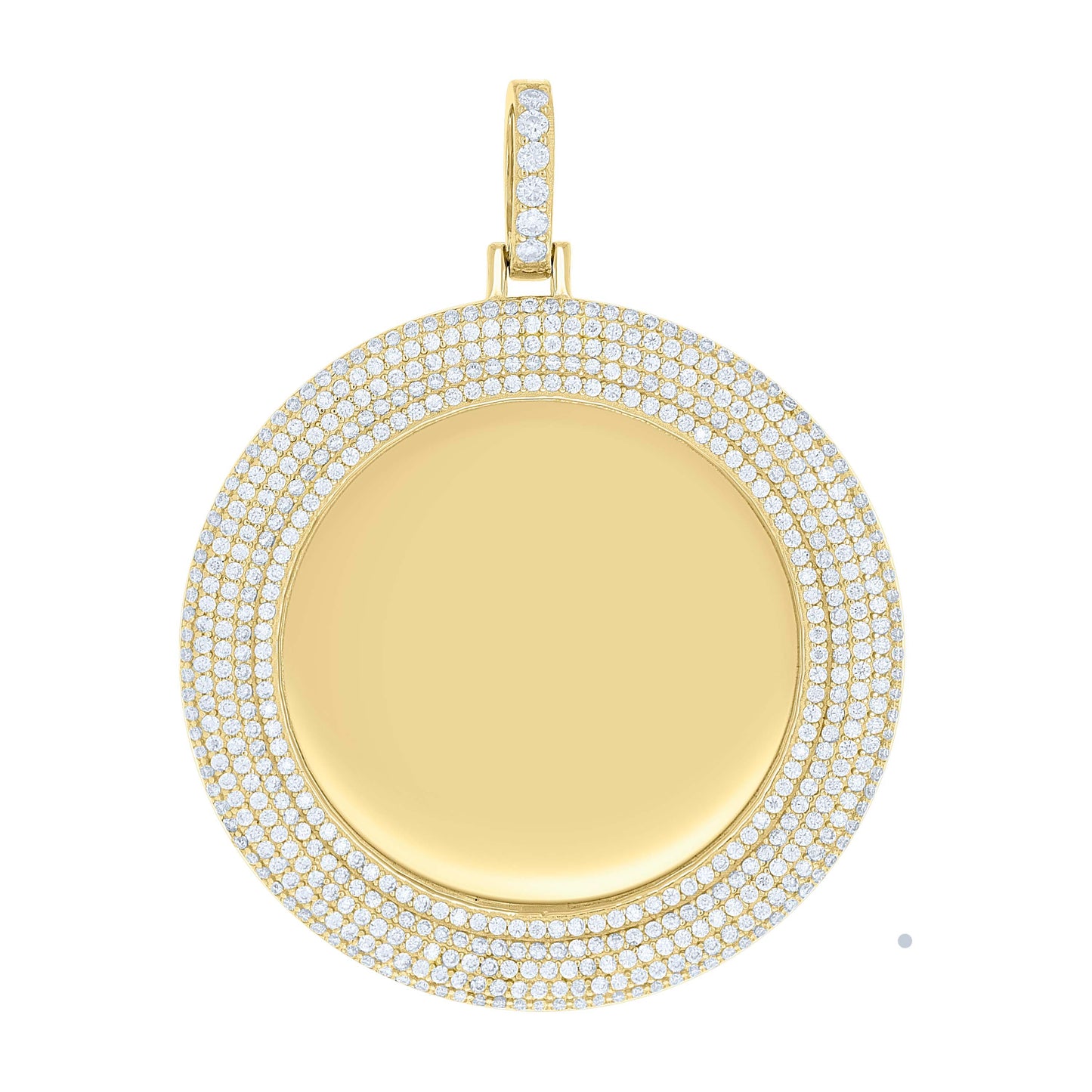Sterling Silver Unisex Cubic-Zirconia Memory Circle Photo Frame Charm Pendant