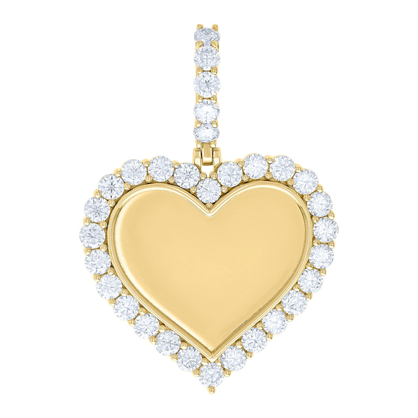 Sterling Silver Women Cubic-Zirconia Heart Photo Frame Charm Pendant