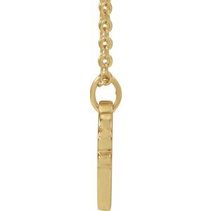 14K Yellow Gold Round 1Mm G-H I1 .005 Ct Natural Diamond Engravable Heart Necklace, Length: 18 In