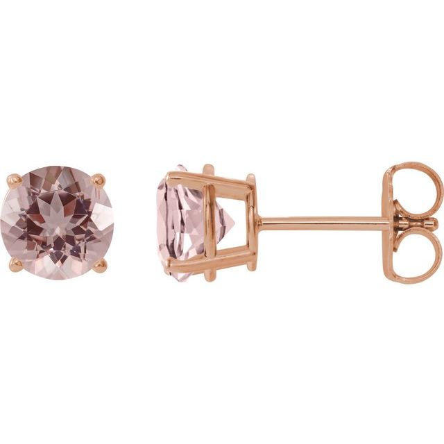 14K Yellow Or White Or Rose Gold Or Sterling Silver Or Platinum Round Friction 4-Prong Natural Gemstone Stud Earrings