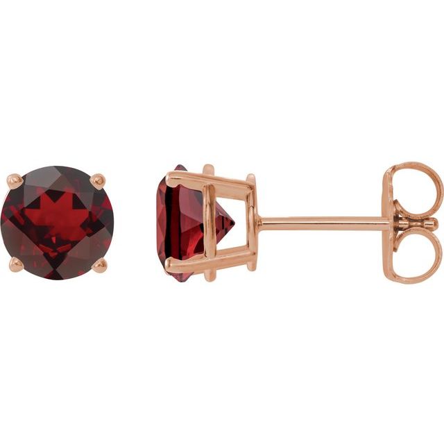 14K Yellow Or White Or Rose Gold Or Sterling Silver Or Platinum Round Friction 4-Prong Natural Gemstone Stud Earrings